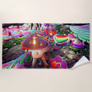 Welcome Home Beach Family Mushrooms and Fairies Be Beach Towel
