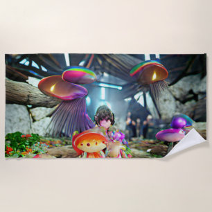 Welcome Home Beach Family Mushrooms and Fairies Towel