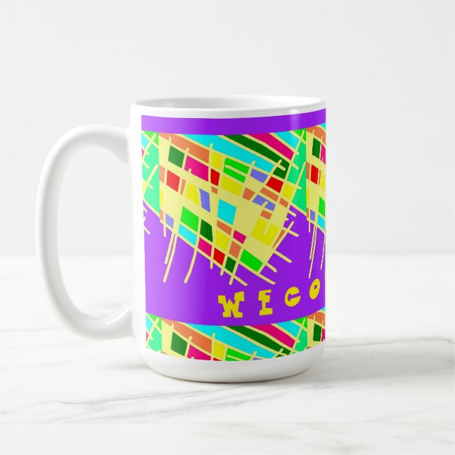 Welcome home brite splash art and message coffee mug (Left)