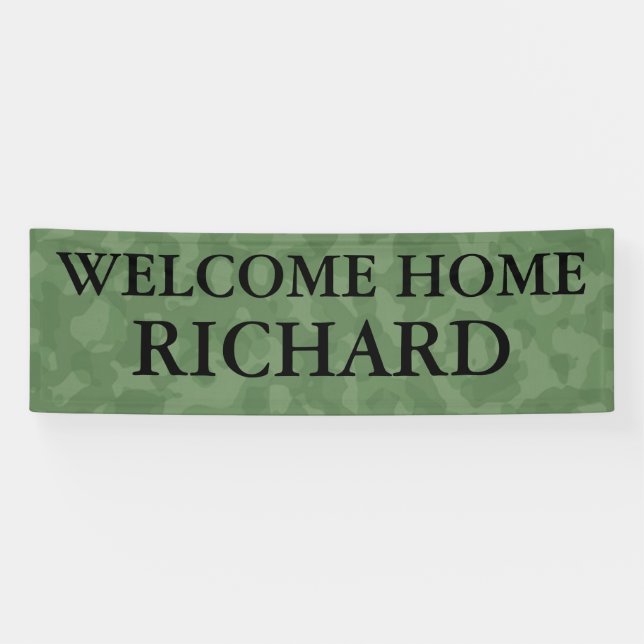 Welcome home camouflage army customisable banner (Horizontal)