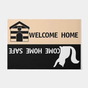 Welcome Home Come Home Safe, Black Cat Doormat