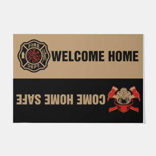 Welcome Home Come Home Safe Fireman Doormat