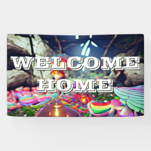 Welcome Home custom Mushrooms and Fairies Banner