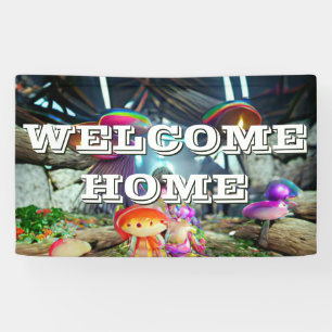 Welcome Home custom Mushrooms and Fairies Banner