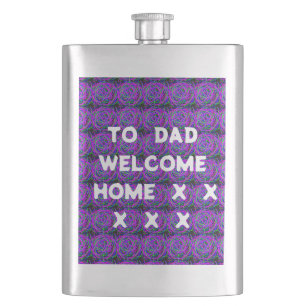 WELCOME HOME DAD COLOR PURPLE MIXED HIP FLASK