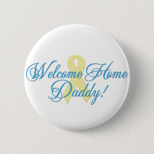 welcome home daddy blue ribbon 6 cm round badge