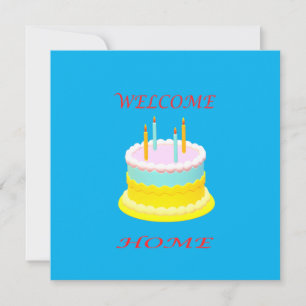 Welcome home deep marine blue with a cake