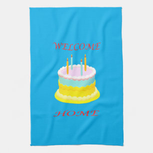 Welcome home deep marine blue with a cake tea towel
