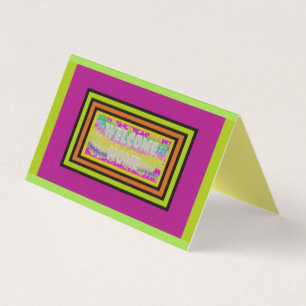 welcome home design purple green red bordered business card