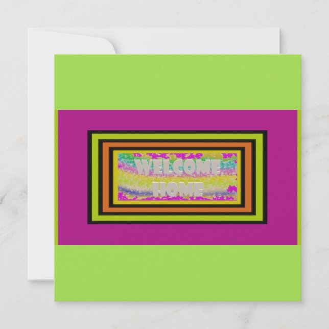 welcome home design purple green red bordered    c card (Front)