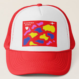 Welcome home dsigned for you red and yellow loud trucker hat