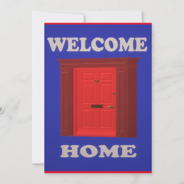 WELCOME HOME ENTRANCE RED AND BLUE INVITATION (Front)