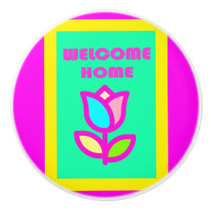WELCOME HOME EXTRA BRIGHT FLOWER DESIGN CERAMIC K KNOB