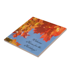 Welcome Home for the Holidays! Tile Art Leaves Sky