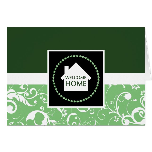 welcome home green damask (Front Horizontal)