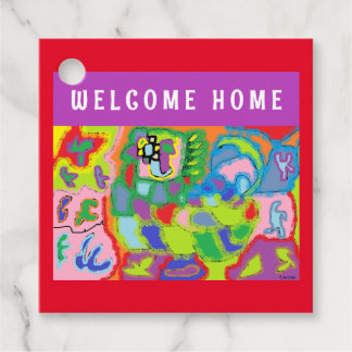 Welcome Home Greetings with art picture Favour Tags