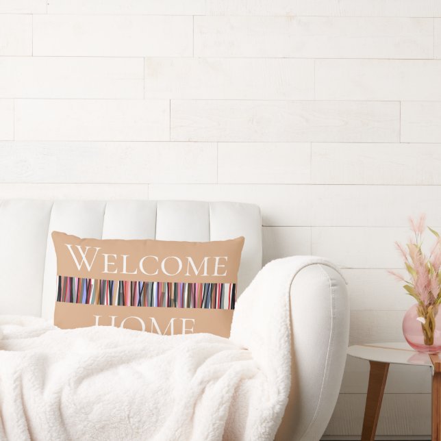 Welcome home hand painted pattern Stylish Brown Lumbar Cushion (Couch)