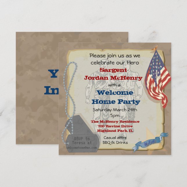 Welcome Home Hero Military Party Invitation (Front/Back)