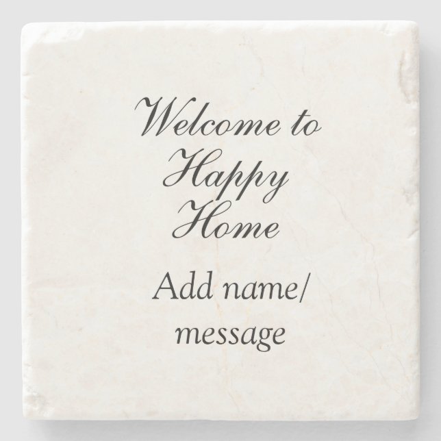 Welcome home lake beach house inauguration name  stone coaster (Front)