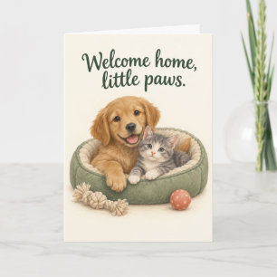 Welcome Home Little Paws Pet Adoption Card