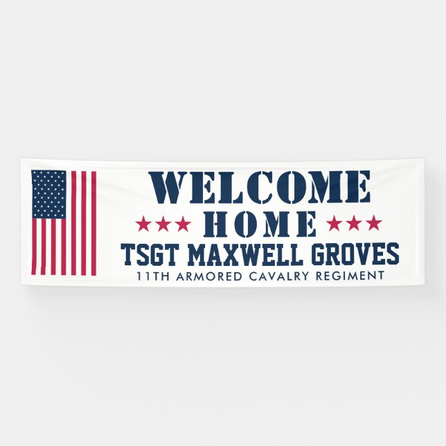 Welcome Home Military Banner with USA Flag (Horizontal)