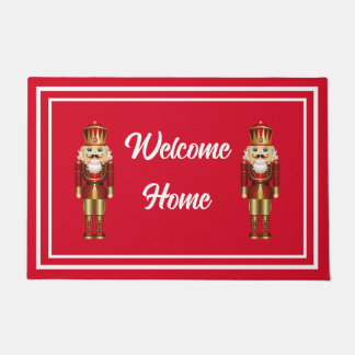 Welcome Home Nutcracker Red and White Front Door Doormat