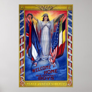 Welcome Home Our Gallant Boys Vintage WWI Poster
