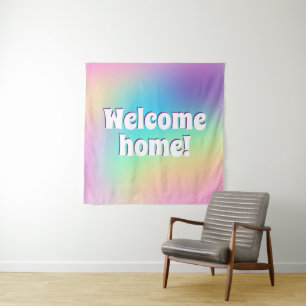 Welcome Home! Pastel Rainbow Tapestry