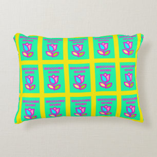 WELCOME HOME PURPLE AND YELLOW DESIGN DECORATIVE CUSHION