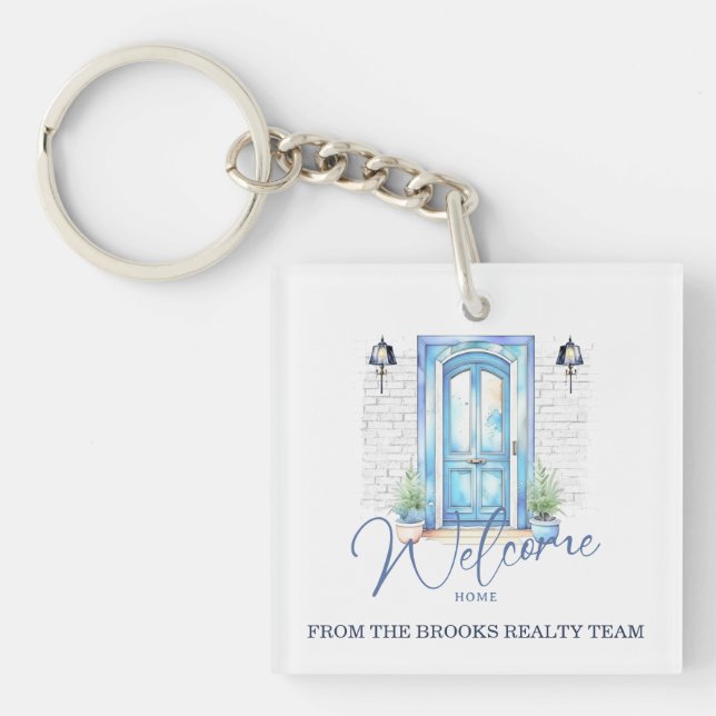 "Welcome Home" Real Estate Client Gift Key Ring (Front)