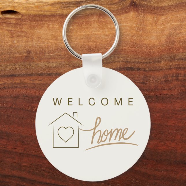 Welcome Home Real Estate Client Minimalist Budget  Key Ring (Front)