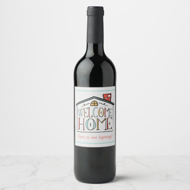 Welcome Home Real Estate Client Wine Label Gift (Front)