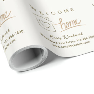 Welcome Home Real Estate Minimalist Personalised  Wrapping Paper