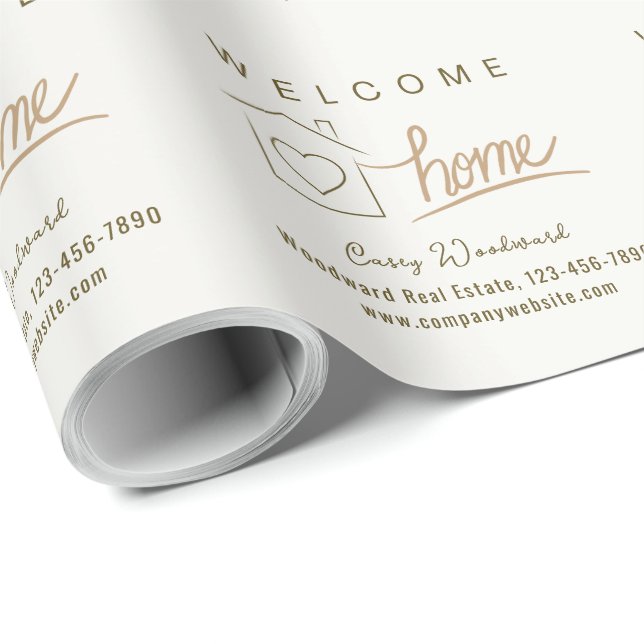Welcome Home Real Estate Minimalist Personalised  Wrapping Paper (Roll Corner)
