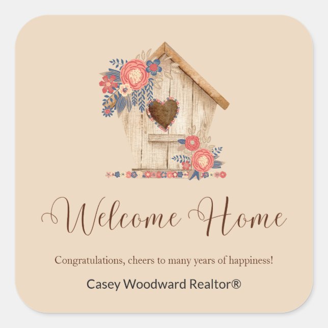 Welcome Home Realtor Congratulations Square Sticker (Front)