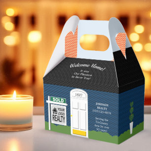 Welcome Home Realtor Logo Navy House Favour Box