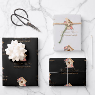 Welcome Home Realtor Personalised in Black & Grey Wrapping Paper Sheet