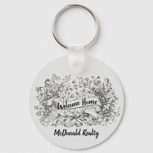 Welcome Home Realty Promotion Floral House Buyer Key Ring