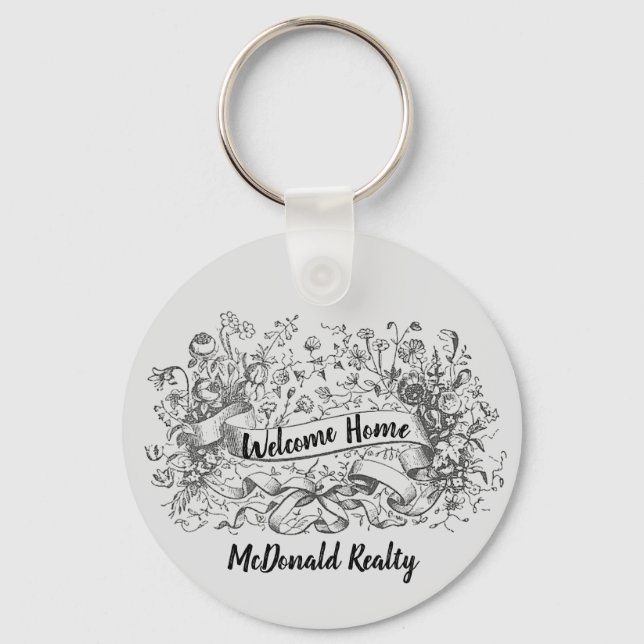 Welcome Home Realty Promotion Floral House Buyer Key Ring (Front)