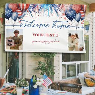 Welcome Home Soldier Patriotic 2 Photos Custom Ban Banner