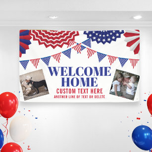 Welcome Home Soldier Patriotic 2 Photos Custom Banner
