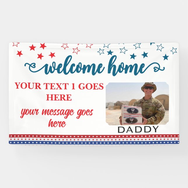 Welcome Home Soldier Patriotic Photo Custom  Banner (Horizontal)