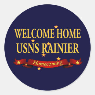 Welcome Home USNS Rainier Classic Round Sticker