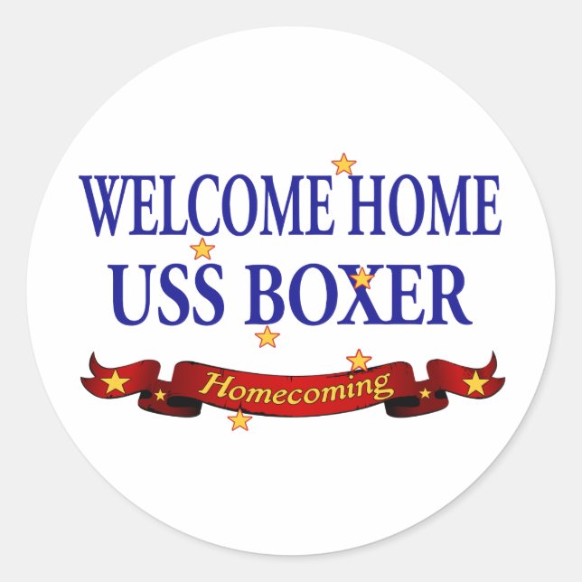 Welcome Home USS Boxer Classic Round Sticker (Front)