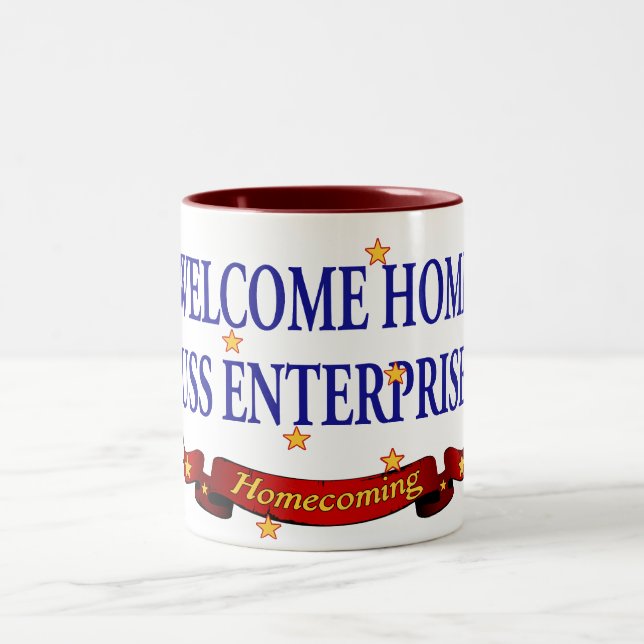 Welcome Home USS Enterprise Two-Tone Coffee Mug (Center)