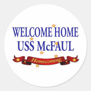 Welcome Home USS McFaul Classic Round Sticker