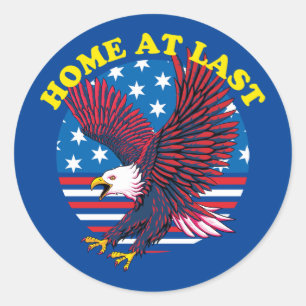 Welcome Home Veteran Patriotic Eagle Classic Round Sticker