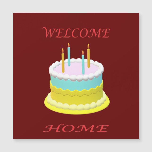Welcome home with a cake candles and words (Front)