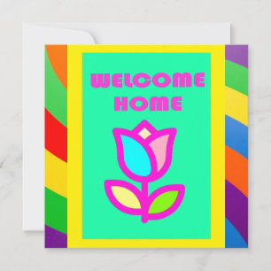 WELCOME HOME WITH STRIPES AND FLOWER PATTERN INVITATION