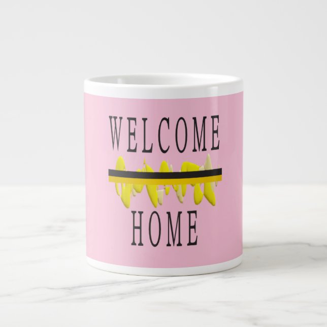 WELCOME HOME WORDS AND PATTERNS ART LARGE COFFEE MUG (Front)